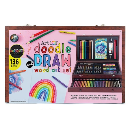Art 101 Doodle & Draw 136-Piece Multimedia Wood Art Set 53136MB